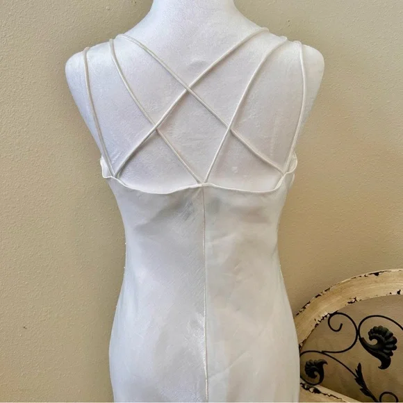 Y2K Beaded Slip Dress Vintage Silky Maxi Sex and the City Style - Picture 7 of 11